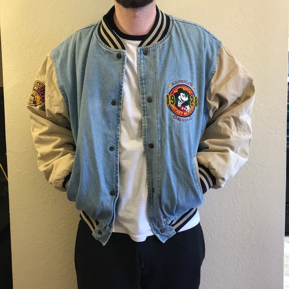 mens mickey mouse denim jacket